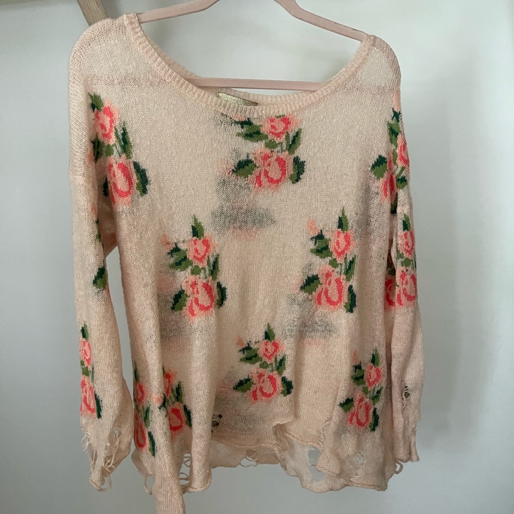 Wild fox distressed beach sweater
